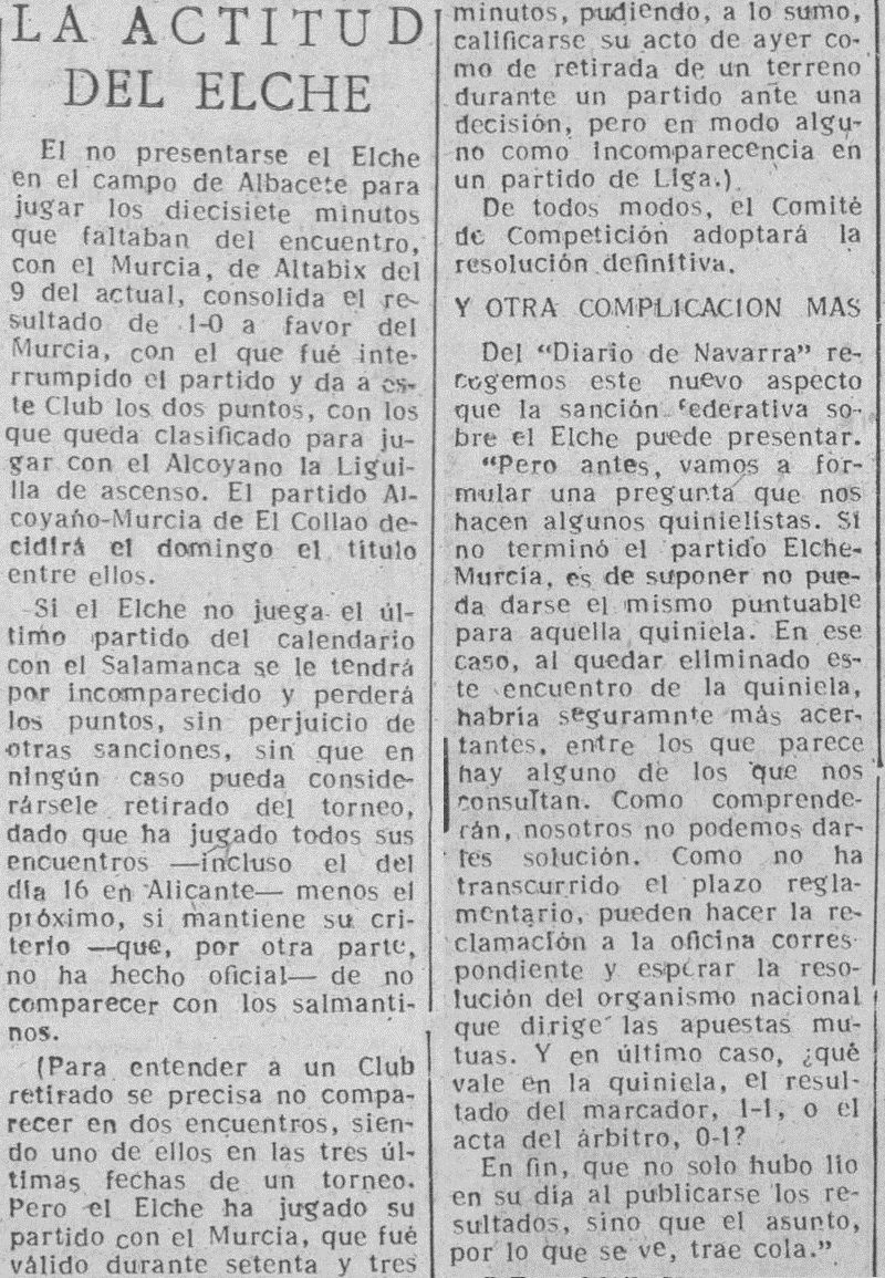 1950.04.22 (22 апреля 1950), неявка Эльче в Альбасете на доигровку 17 минут матча с Мурсией.jpg