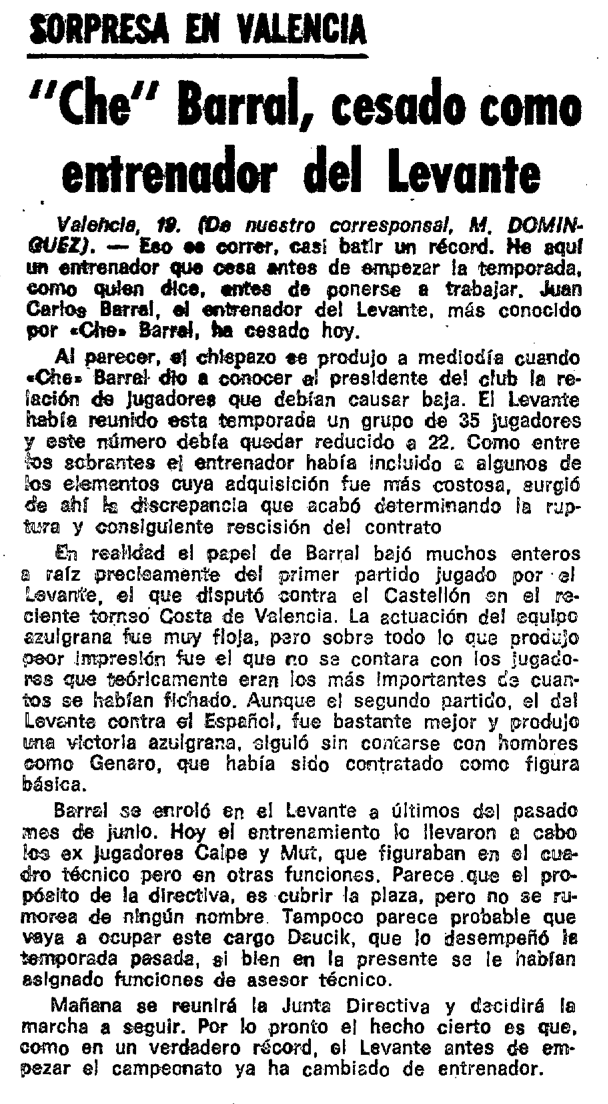 1975.08.19 (19 августа 1975), Леванте меняет недавно назначенного тренера.png